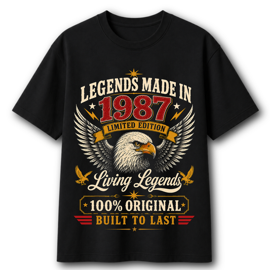 Legends Made In 1987 Limited Edition T-Shirt | 39th Birthday | Living Legends
