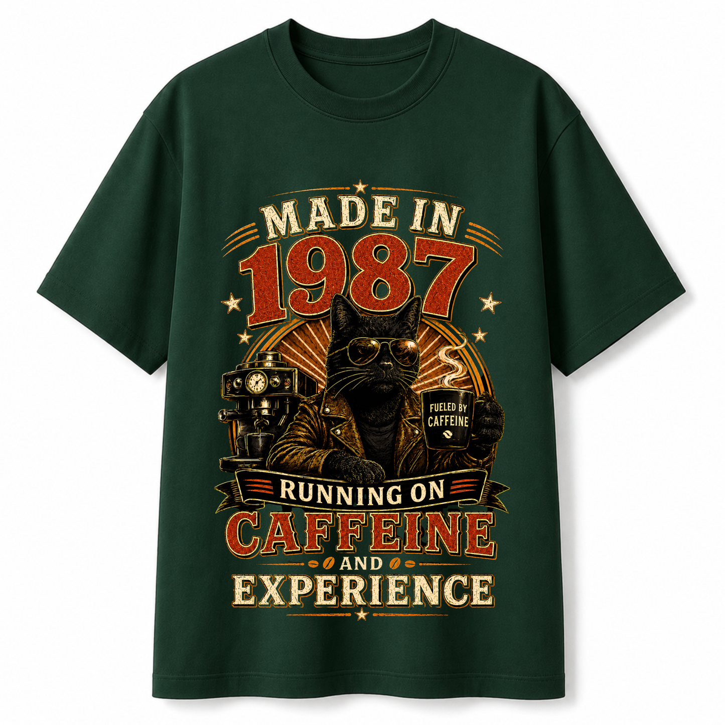 Made In 1987 Running On Caffeine & Experience | 39th Birthday T-Shirt