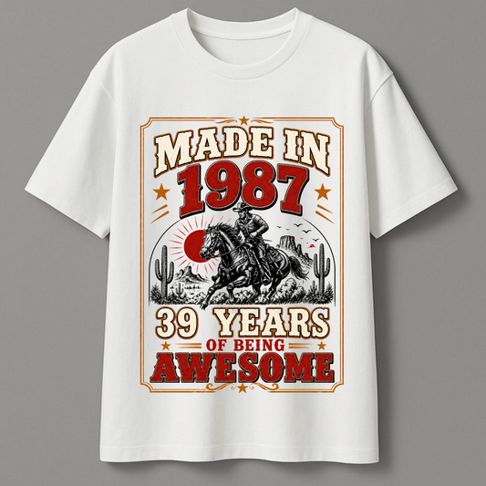 Made In 1987 39 Years of Being Awesome | Vintage 39th Birthday T-Shirt