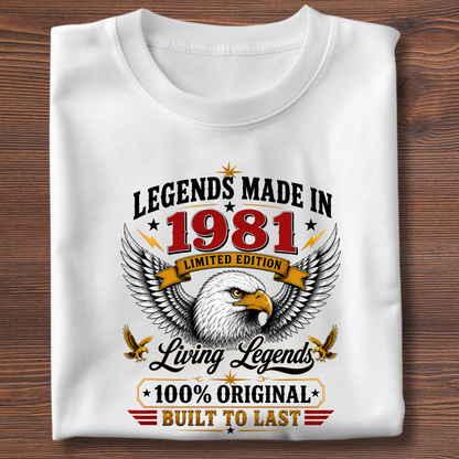 Legends Made In  Limited Edition Birthday Tee 1971-1991