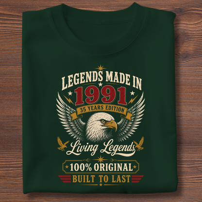 Legends Made In  Limited Edition Birthday Tee 1971-1991