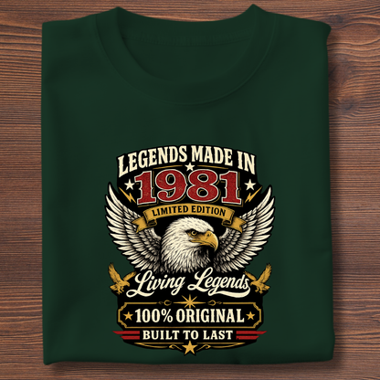 Legends Made In  Limited Edition Birthday Tee 1971-1991