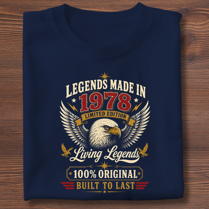 Legends Made In  Limited Edition Birthday Tee 1971-1991